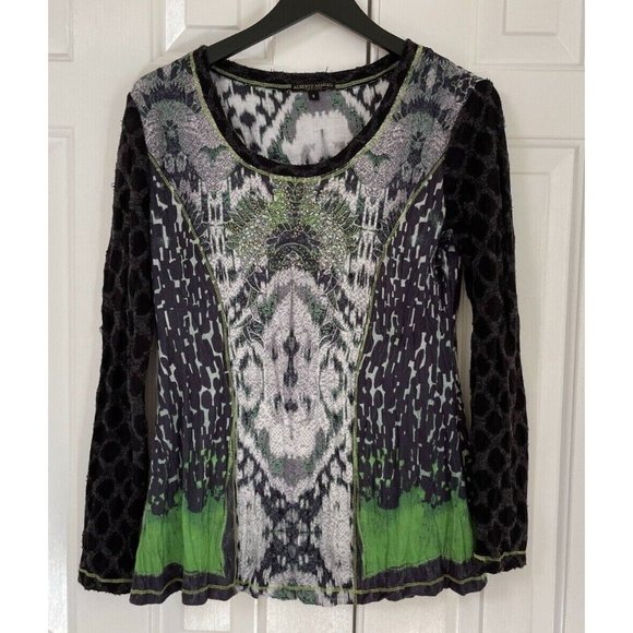 Lovely Alberto Makali  Top Shirt Long Sleeve size S Small Multicolor embellished - Picture 1 of 4